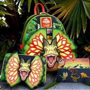 Loungefly Jurassic Park 30th Anniversary Dilophosauras Mini Backpack & Wallet